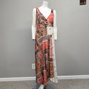 ASOS Maxi Dress Size 12 Floral Metallic Patchwork Boho Whimsigoth Romance‎ Fairy